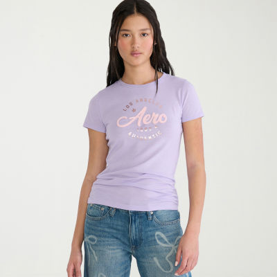 AEROPOSTALE Womens Juniors Crew Neck Short Sleeve Regular Fit Graphic T-Shirt