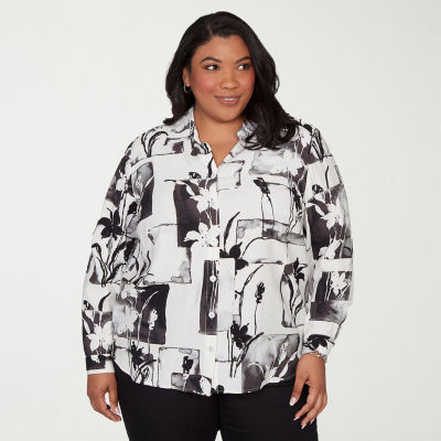 Alfred Dunner Crowd Pleaser Womens Plus Long Sleeve Blouse