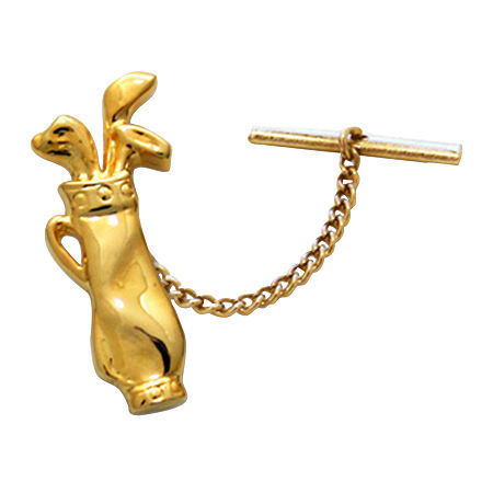 Golf Bag Gold-Plated Tie Tack, One Size, Yellow