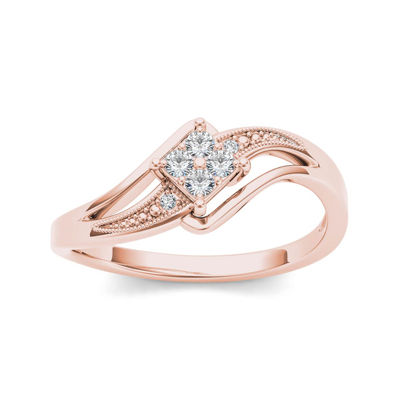 1/10 CT.T.W. Natural Diamond 10K Rose Gold Engagement Ring