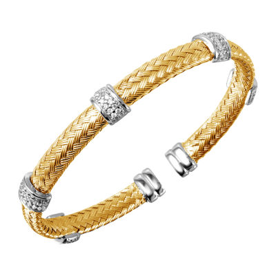 Paris 1901 By Charles Garnier Womens Cubic Zirconia 18K Gold Over Silver Cuff Bracelet