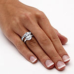Womens White Cubic Zirconia Platinum Over Silver Bridal Set
