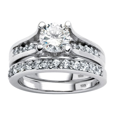 DiamonArt® Womens 1 3/4 CT. T.W. White Cubic Zirconia Platinum Over Silver Bridal Set