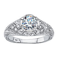 DiamonArt Womens 1 3/4 CT. T.W. White Cubic Zirconia Sterling Silver Engagement Ring, 9