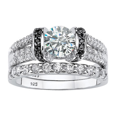 DiamonArt® Womens 2 1/3 CT. T.W. White Cubic Zirconia Platinum Over Silver Bridal Set