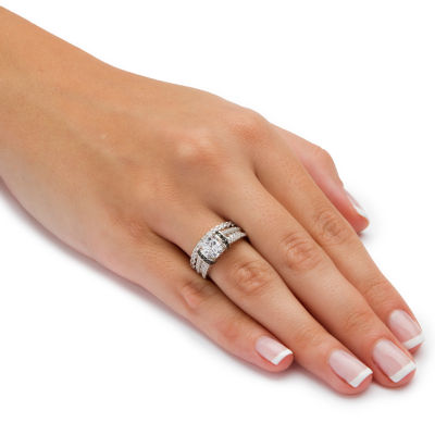 DiamonArt® Womens 2 1/3 CT. T.W. White Cubic Zirconia Platinum Over Silver Bridal Set