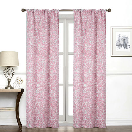 Regal Home York Paisley Light-Filtering Rod Pocket Single Curtain Panel, One Size , Pink