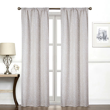Regal Home York Paisley Light-Filtering Rod Pocket Single Curtain Panel, One Size , Beige