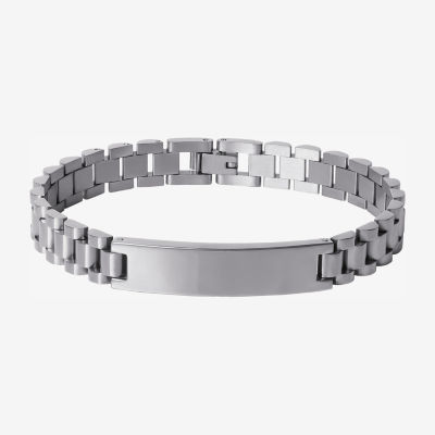Shaquille O'Neal Xlg Stainless Steel 9 Inch Solid Link Id Bracelet