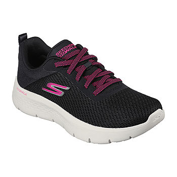 Skechers Go Walk Flex Womens Shoes, Color: Black Hot Pink