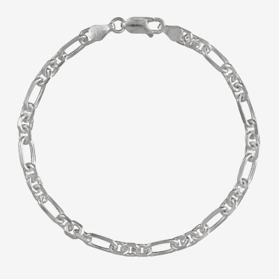 Made in Italy Womens Sterling Silver 7.5 Inch Solid Link Chain Bracelet
