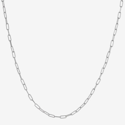 Made in Italy Womens Inch Sterling Silver Link Necklace Paperclip