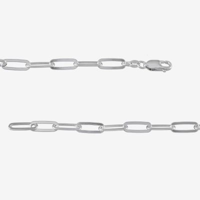 Made in Italy Sterling Silver 7.5 Inch Solid Paperclip Chain Bracelet