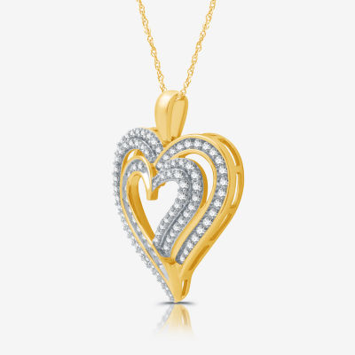 Womens 1 1/2 CT. T.W. Lab Grown White Diamond 14K Gold Over Silver Sterling Silver Heart 18 Inch Pendant Necklace