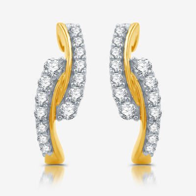 Womens 1/2 CT. T.W. Lab Grown White Diamond 14K Gold Over Silver 17.4mm Hoop Earrings