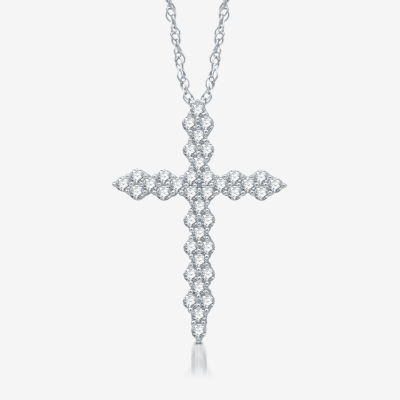 Womens / CT. T.W. Lab Grown White Diamond Sterling Silver Cross Pendant Necklace