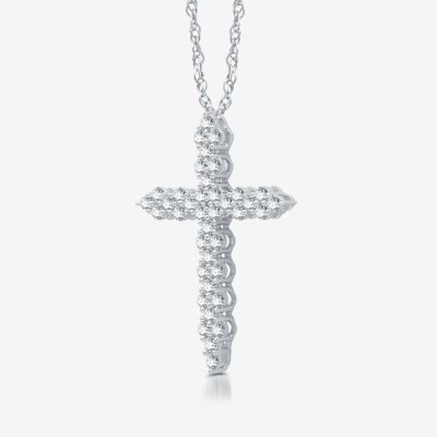 Womens / CT. T.W. Lab Grown White Diamond Sterling Silver Cross Pendant Necklace