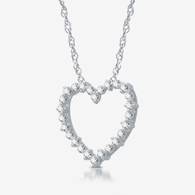 Womens 1/2 CT. T.W. Lab Grown White Diamond Sterling Silver Heart 18 Inch Pendant Necklace