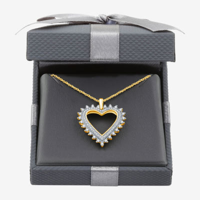 Womens 1 1/ CT. T.W. Lab Grown White Diamond 14K Gold Over Silver Sterling Silver Heart Pendant Necklace