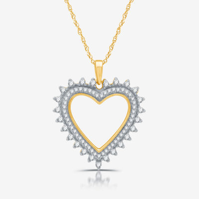 Womens 1/2 CT. T.W. Lab Grown White Diamond 14K Gold Over Silver Sterling Silver Heart 18 Inch Pendant Necklace