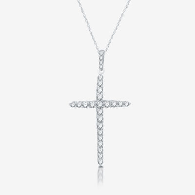 Womens / CT. T.W. Lab Grown White Diamond Sterling Silver Cross Pendant Necklace