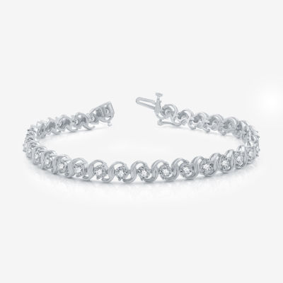 Womens 1 1/2 CT. T.W. Lab Grown White Diamond Sterling Silver 7.5 Inch Tennis Bracelet