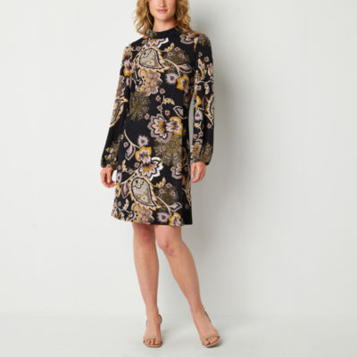 Robbie Bee Long Sleeve Floral Swing Dresses