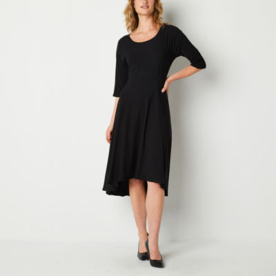 Robbie Bee 3/4 Sleeve Midi Fit + Flare Dress