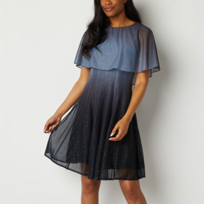 Danny & Nicole Short Sleeve Ombre Fit + Flare Dress