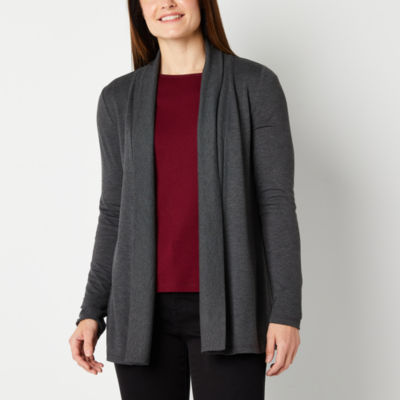 Liz Claiborne Womens Long Sleeve Open Front Cardigan - JCPenney