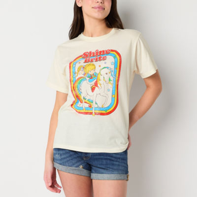Juniors Rainbow Brite Boyfriend Tee Womens Crew Neck Short Sleeve Graphic T-Shirt