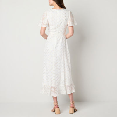 Jessica Howard Short Sleeve Floral Midi Fit + Flare Dress