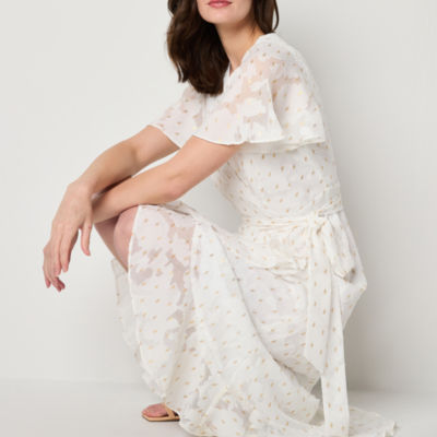 Jessica Howard Short Sleeve Floral Midi Fit + Flare Dress