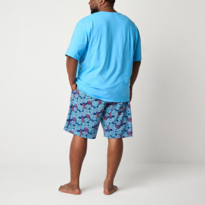 St. John's Bay Mens Big and Tall Short Sleeve Crew Neck 2-pc. Shorts Pajama Set