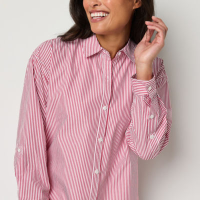 Gloria Vanderbilt Womens Long Sleeve Regular Fit Button-Down Shirt