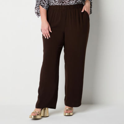 Bold Elements Womens Mid Rise Wide Leg Palazzo Pant-Plus