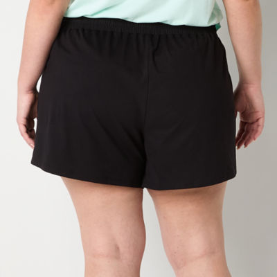 Xersion Womens Plus Mid Rise Everyday Pull-On Short