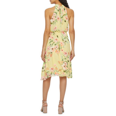 Be by CHETTA B Sleeveless Floral High-Low Fit + Flare Dress