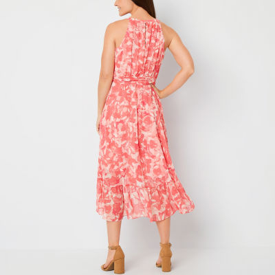R & K Originals Sleeveless Floral High-Low Fit + Flare Dress