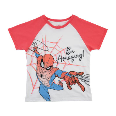 Disney Collection Little & Big Girls Crew Neck Short Sleeve Spiderman Graphic T-Shirt