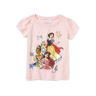 Toddler Girls Crew Neck Short Sleeve Princess Graphic T-Shirt