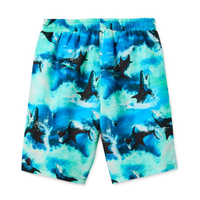 Thereabouts Little & Big Boys At The Knee Boxer Brief Lined Animal Board Shorts