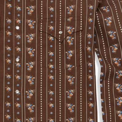 ELY CATTLEMAN Men's Long Sleeve Western Shirt - Tone On Tone Snap Button Down With Yoke & Pockets - View #3