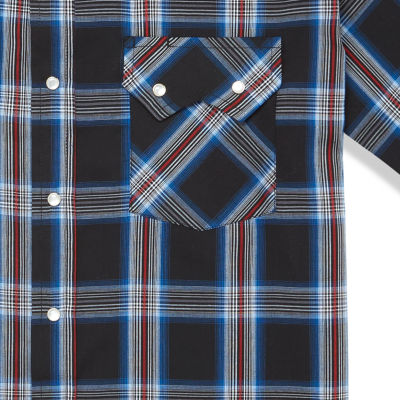 Ely Cattleman Textured Plaid Big and Tall Mens Short Sleeve Western Shirt