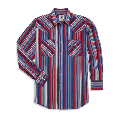 Ely Cattleman Textured Stripe Mens Long Sleeve Western Shirt