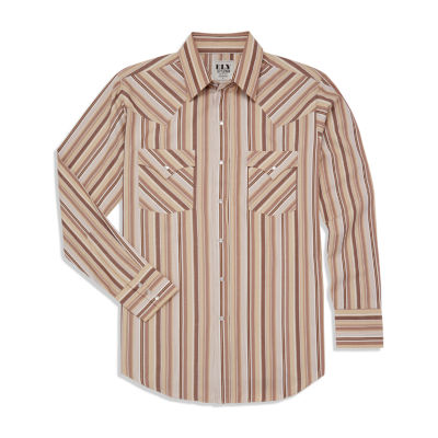 Ely Cattleman Textured Stripe Big and Tall Mens Long Sleeve Western Shirt