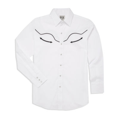 Ely Cattleman Retro Solid With Piping Mens Long Sleeve Western Shirt