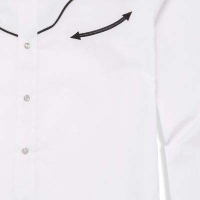 Ely Cattleman Retro Solid With Piping Mens Long Sleeve Western Shirt
