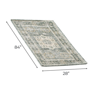 Linery Nava Traditional Geometric Washable Skid Resistant 28"X7' Indoor Rectangular Runner