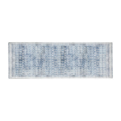 Linery Neve Distressed Tribal Washable Skid Resistant 28X7' Indoor Rectangular Accent Runner